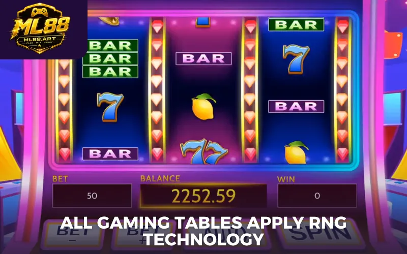 All gaming tables apply RNG technology