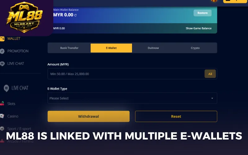 ML88 is linked with multiple e-wallets