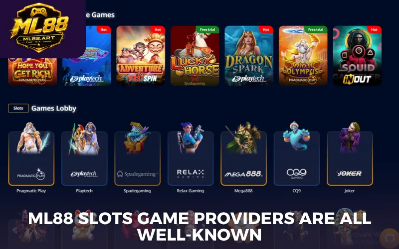 ML88 slots game providers are all well-known