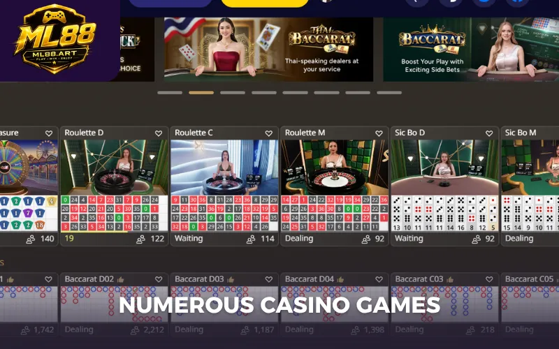 Numerous casino games